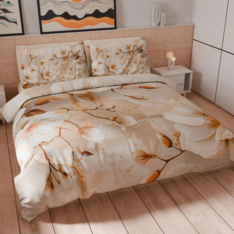 PETTI Artigiani Italiani - Maxi Double Duvet Cover Set 260 x 220 cm (2 Pillowcases 75 x 50 cm Included), Microfibre Duvet Cover Set with Digital Floral Print 25 12 – Made in Italy