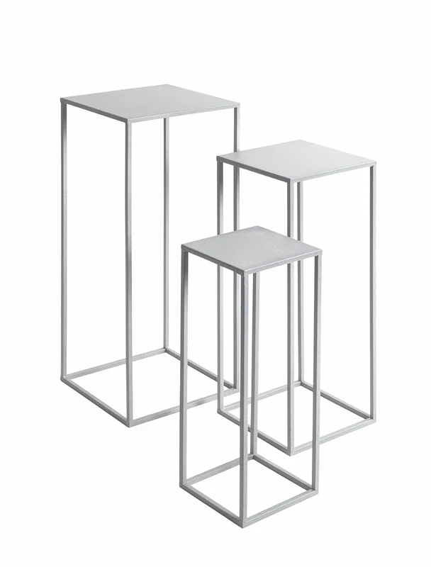 HAKU Möbel flower column, set of 3, grey, metal. Dimensions: W 18/23/28 x H 50/60/70 x D 18/23/28 cm. Style: Modern