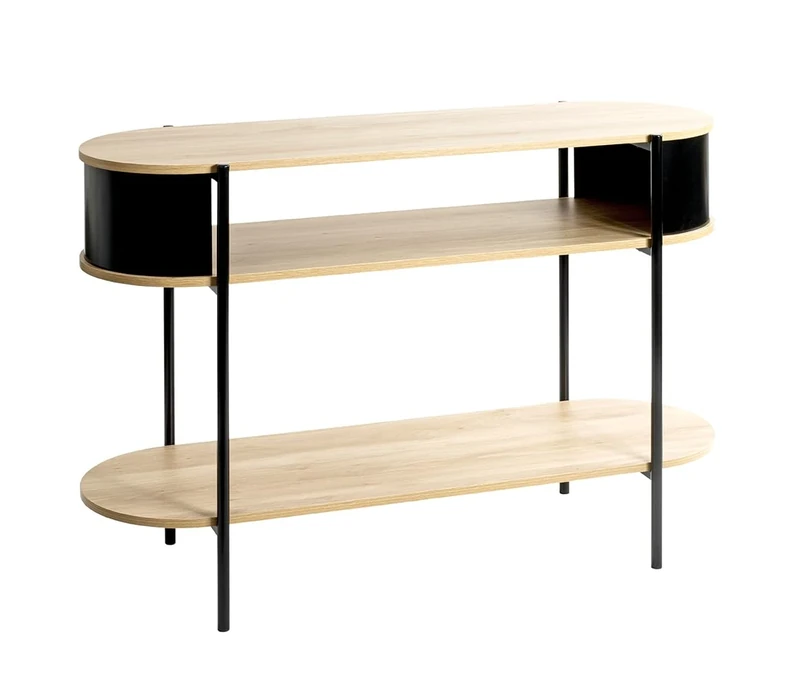 HAKU Möbel console, oak, black, metal, chipboard. Dimensions: W 110 x H 76 x D 39 cm. Style: Modern
