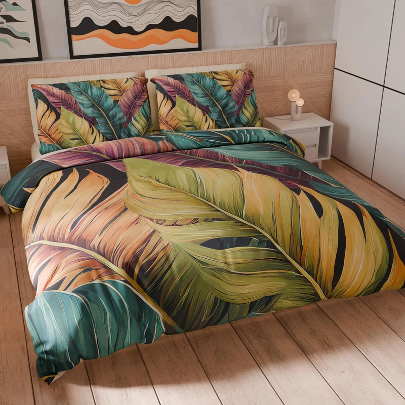 PETTI Artigiani Italiani - Double Duvet Cover Set 200 x 200 cm (2 Pillowcases 63 x 63 cm Included), Microfibre Duvet Cover Set with Digital Floral Print 04 199 - Made in Italy