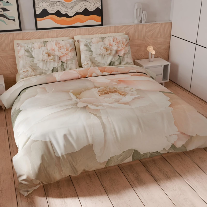 PETTI Artigiani Italiani - Maxi Double Duvet Cover Set 260 x 220 cm (2 Pillowcases 75 x 50 cm Included), Microfibre Duvet Cover Set with Digital Floral Print 25 40 – Made in Italy