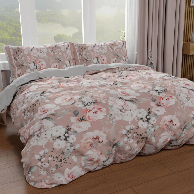 PETTI Artigiani Italiani - Double Duvet Cover Set 240 x 220 cm (2 Pillowcases 50 x 80 cm Included), Microfibre Duvet Cover Set with Digital Floral Print 17 03 - Made in Italy