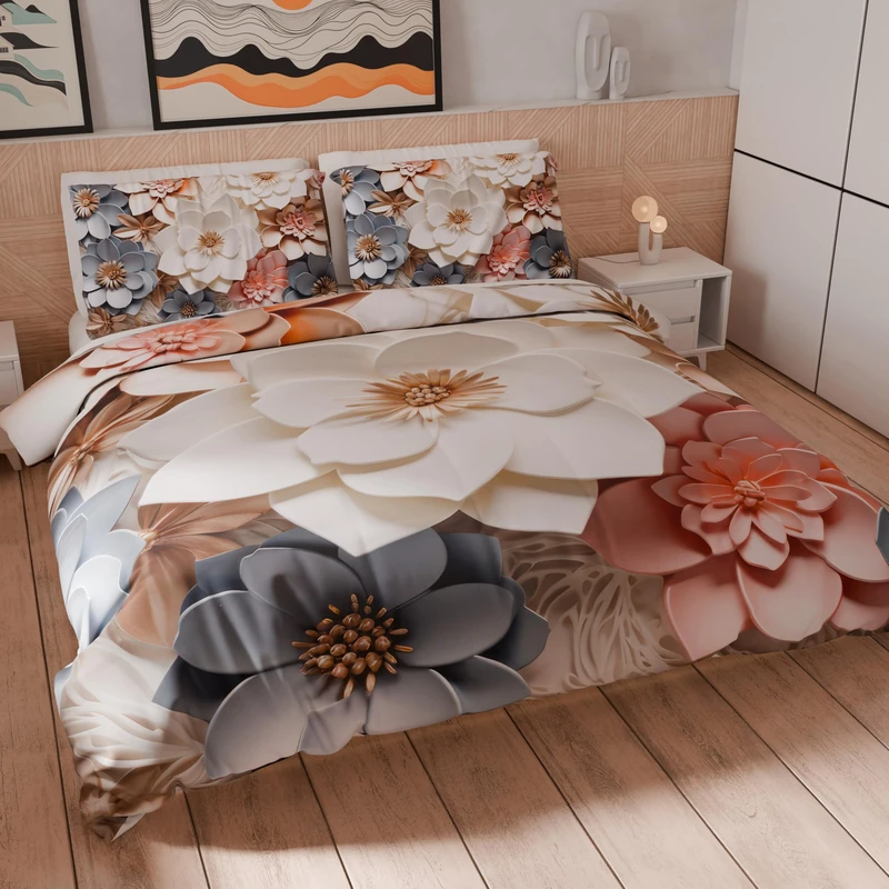 PETTI Artigiani Italiani - Double Duvet Cover Set 240 x 220 cm (2 Pillowcases 50 x 80 cm Included), Microfibre Duvet Cover Set with Digital Floral Print 05 1 - Made in Italy