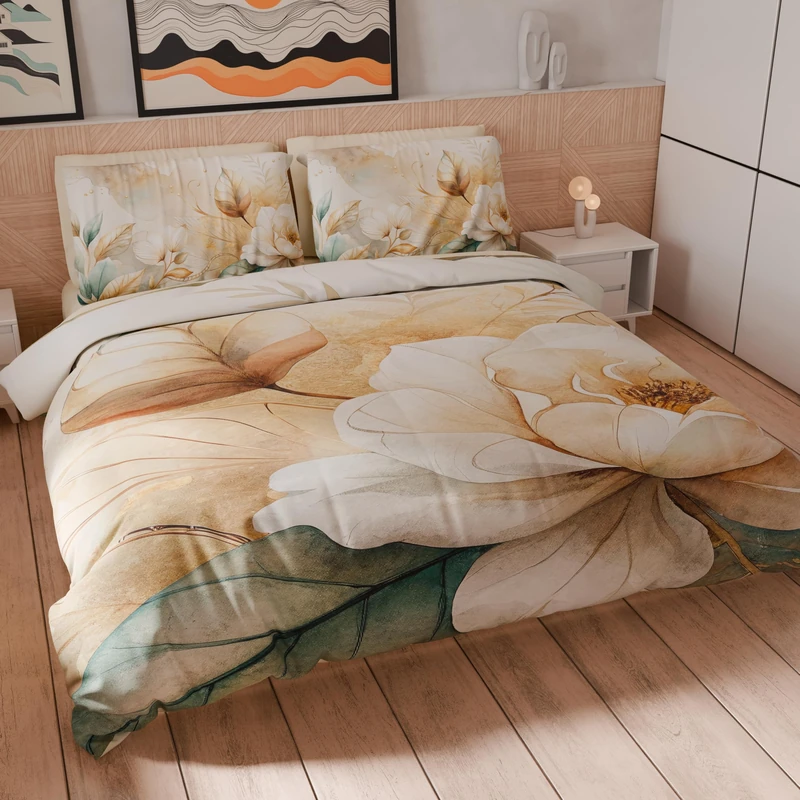 PETTI Artigiani Italiani - Maxi Double Duvet Cover Set 260 x 220 cm (2 Pillowcases 75 x 50 cm Included), Microfibre Duvet Cover Set with Digital Floral Print 25 154 - Made in Italy