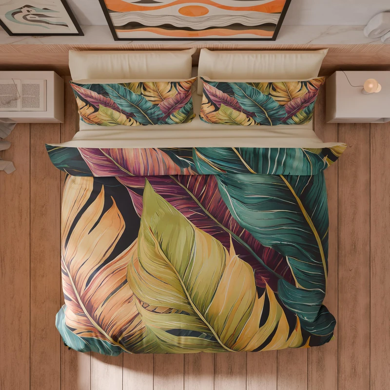 PETTI Artigiani Italiani - Maxi Double Duvet Cover Set 260 x 240 cm (2 Pillowcases 63 x 63 cm Included), Microfibre Duvet Cover Set with Digital Floral Print 04 199 - Made in Italy