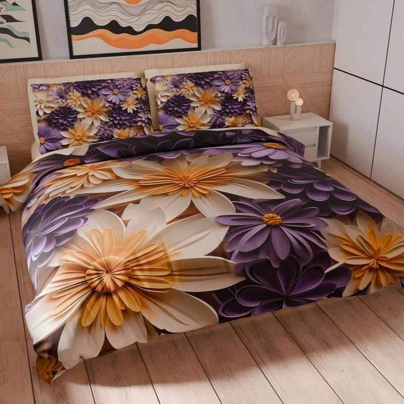 PETTI Artigiani Italiani - Maxi Double Duvet Cover Set 260 x 240 cm (2 Pillowcases 63 x 63 cm Included), Microfibre Duvet Cover Set with Digital Floral Print 05 4 - Made in Italy