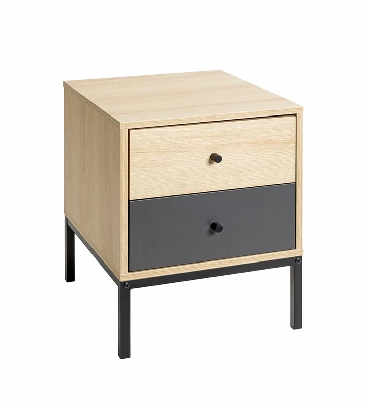 HAKU Möbel console, anthracite, oak, black, MDF, metal. Dimensions: W 40 x H 50 x D 45 cm. Style: Modern