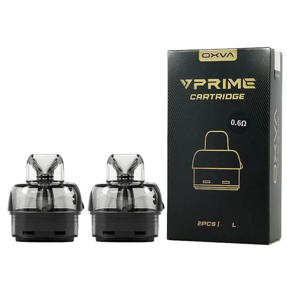 VPrime Pods compatible with OXVA VPrime kits available in Small and XL - Pack of 2, No Nicotine (0.6 OHM (XL))