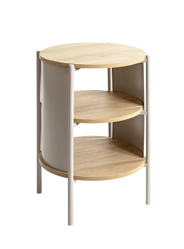 HAKU Möbel side table, oak, grey, metal, chipboard. Dimensions: W 44 x H 60 x D 44 cm. Style: Modern