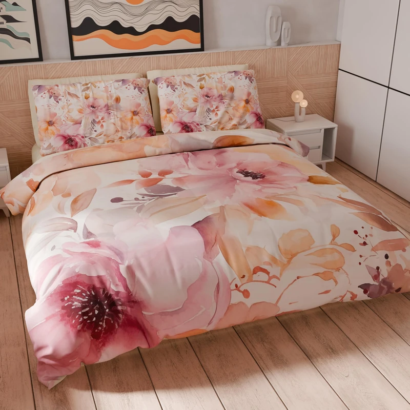 PETTI Artigiani Italiani - Maxi Double Duvet Cover Set 260 x 220 cm (2 Pillowcases 75 x 50 cm Included), Microfibre Duvet Cover Set with Digital Floral Print 25 2 - Made in Italy