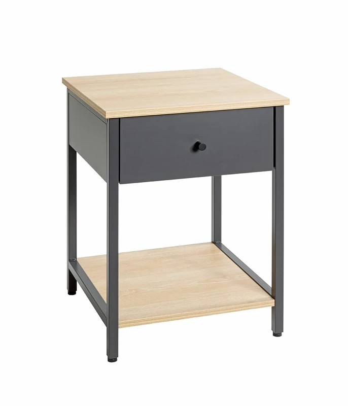 HAKU Möbel side table, anthracite, oak, metal, chipboard. Dimensions: W 40 x H 55 x D 40 cm. Style: Modern