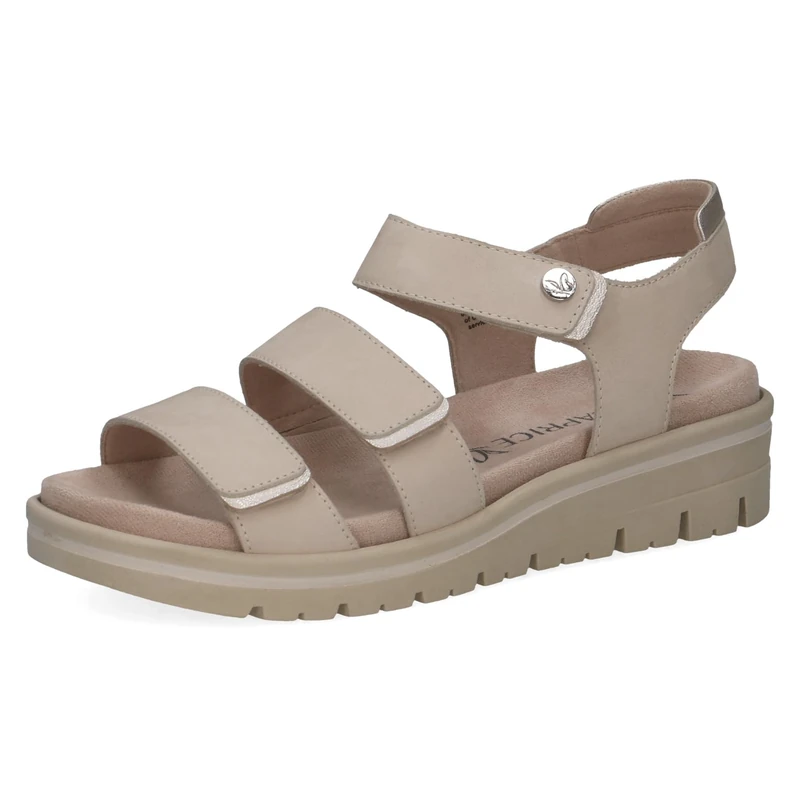 Caprice women's flat sandal in leather, White (SNOW COMB), 7.5 UK