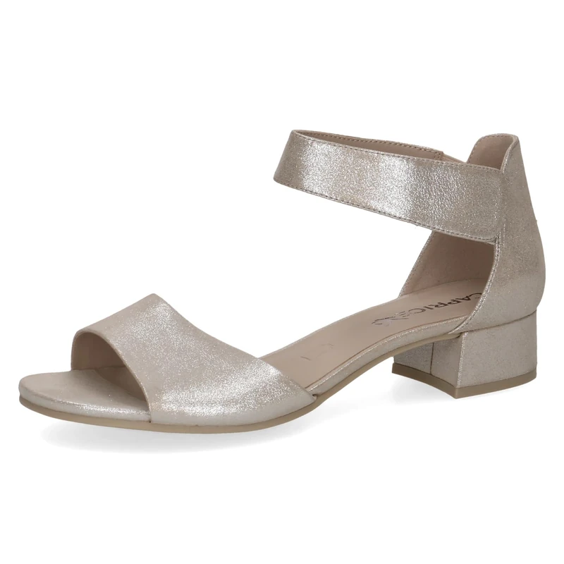 Caprice women's heeled sandal in leather, Brown (TAUPE METALLIC), 6 UK