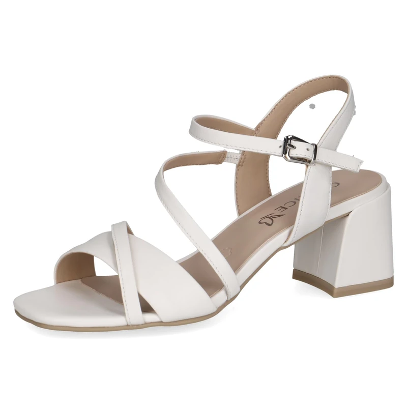Caprice women's heeled sandal in leather, White (WHITE NAPPA), 5 UK