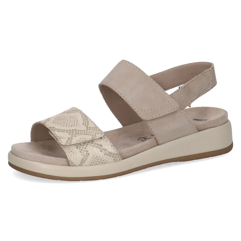 Caprice women's flat sandal in leather, Beige (BEIGE COMB), 7.5 UK