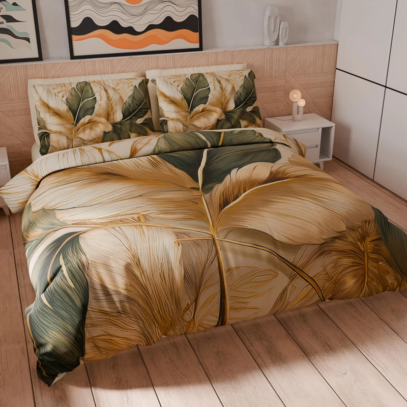 PETTI Artigiani Italiani - Double Duvet Cover Set 200 x 200 cm (2 Pillowcases 80 x 80 cm Included), Microfibre Duvet Cover Set with Digital Floral Print 04 302 - Made in Italy
