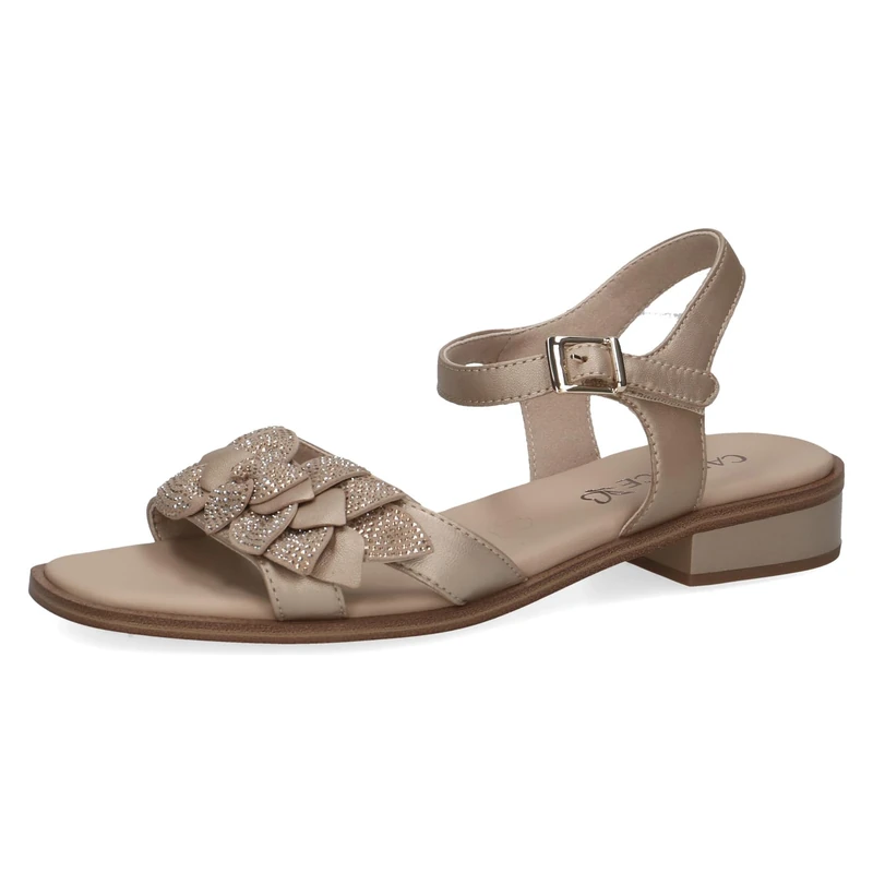 Caprice women's heeled sandal in leather, Gray (STONE PERL COM), 6 UK