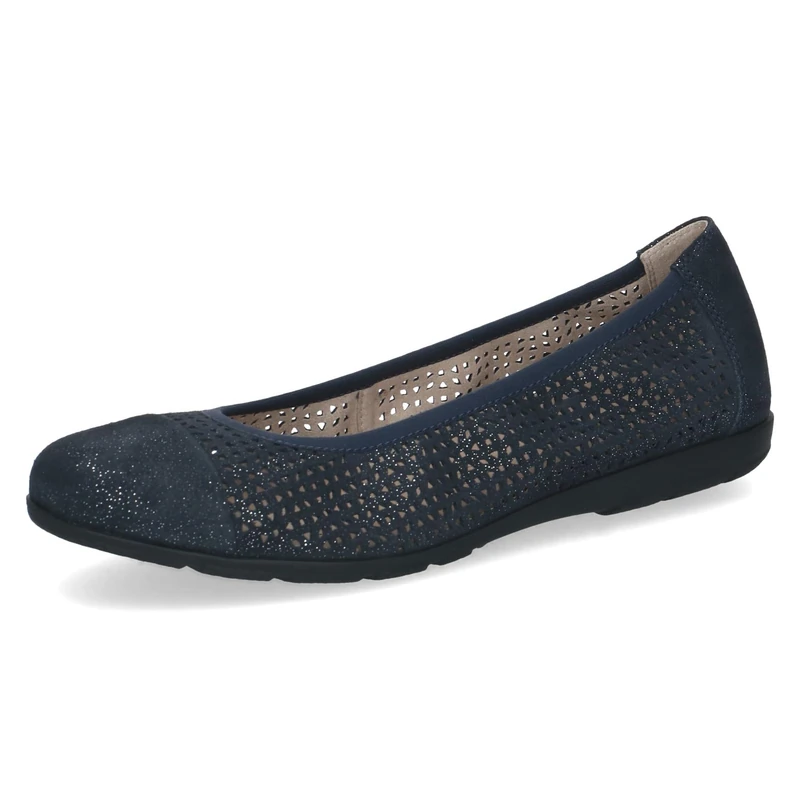 Caprice Women's Ballet Flats in Leather, Blue (Ocean Sparkle), 7.5 UK