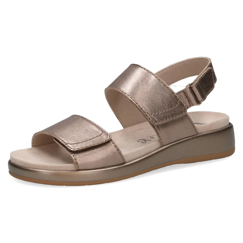 Caprice women's flat sandal in leather, Brown (TAUPE METALLIC), 6.5 UK