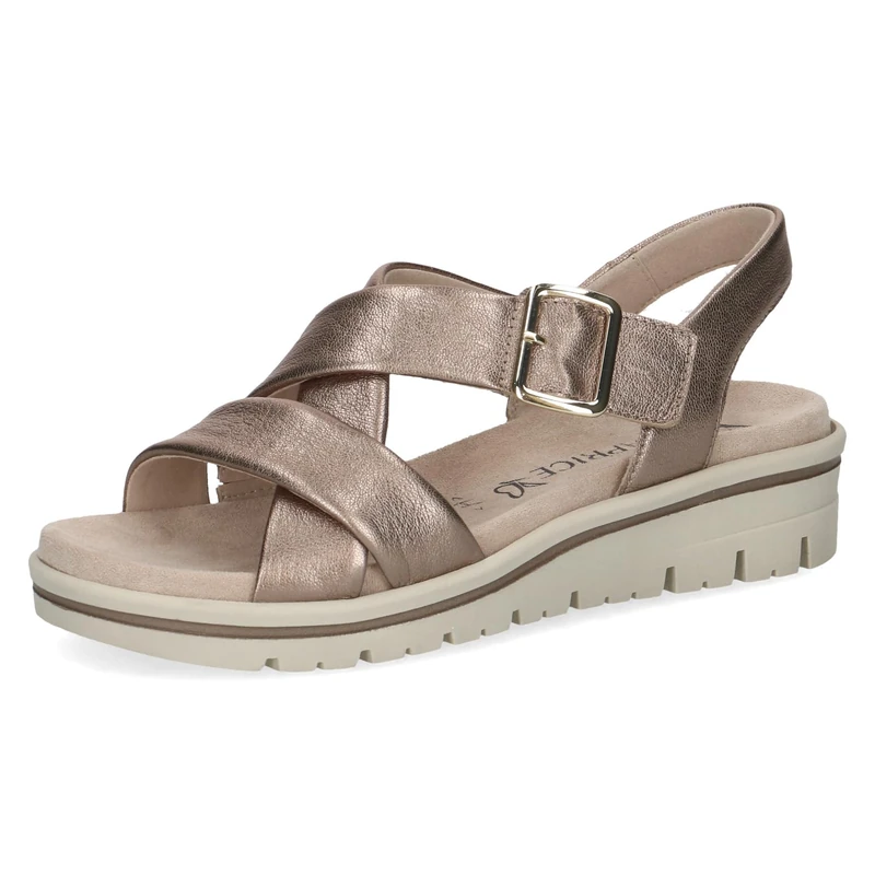 Caprice women's flat sandal in leather, Brown (TAUPE METALLIC), 5 UK - Image 1
