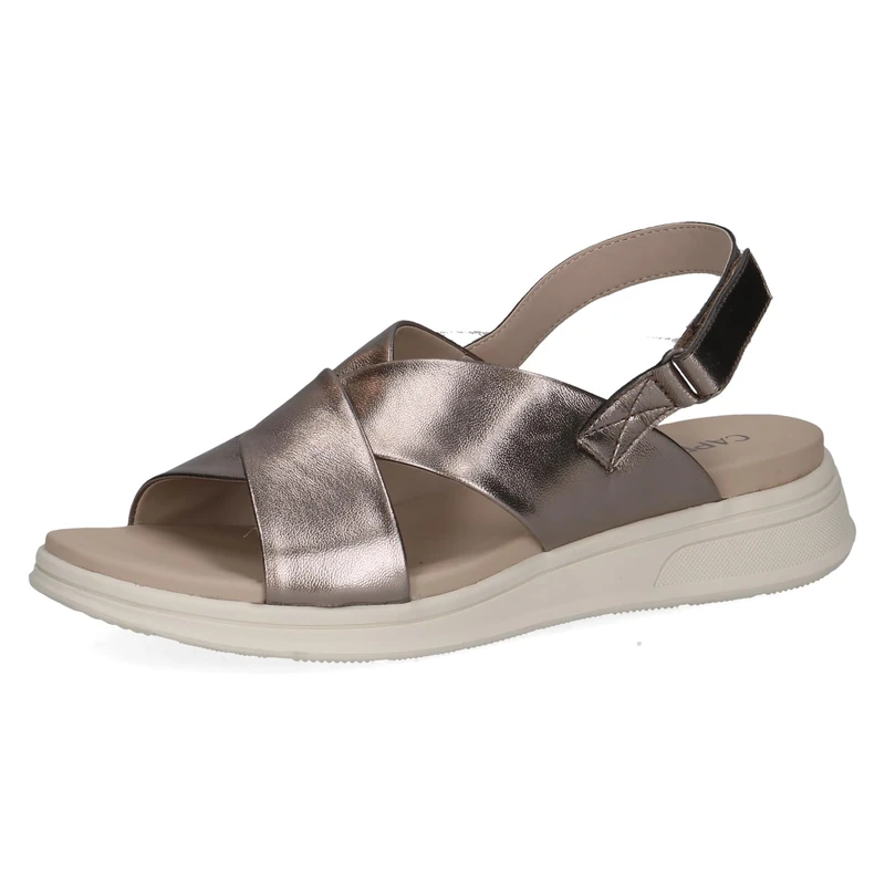 Caprice women's flat sandal in leather, Metallic (BROWN METALLIC), 6 UK