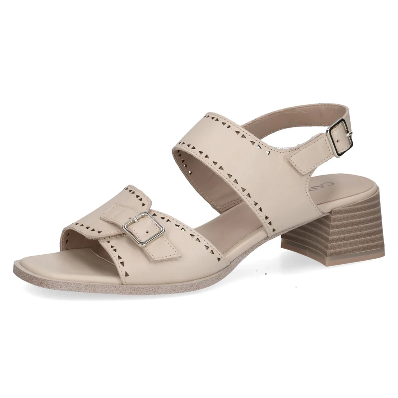 Caprice women's heeled sandal in leather, White (OFFWHITE NAPPA), 5 UK
