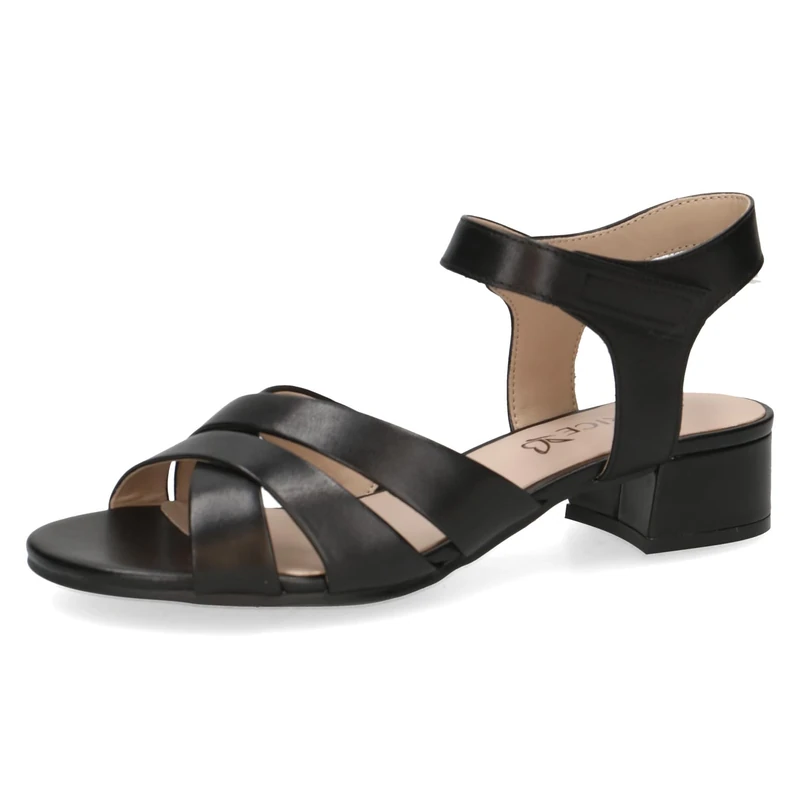 Caprice women's heeled sandal in leather, Black (BLACK NAPPA), 6 UK