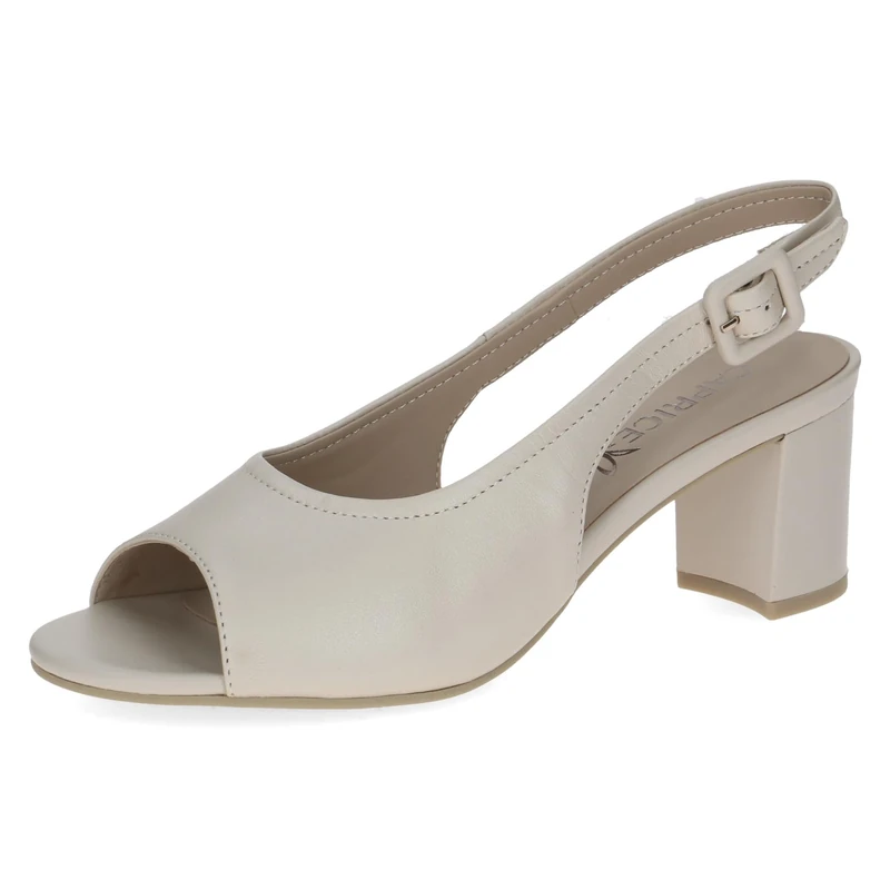 Caprice women's heeled sandal in leather, Beige (CREAM PERLATO), 3.5 UK
