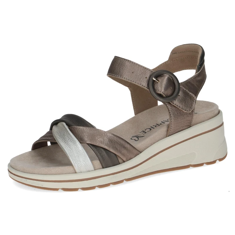 Caprice women's wedge sandal in leather, Brown (TAUPE MET.COMB), 6 UK