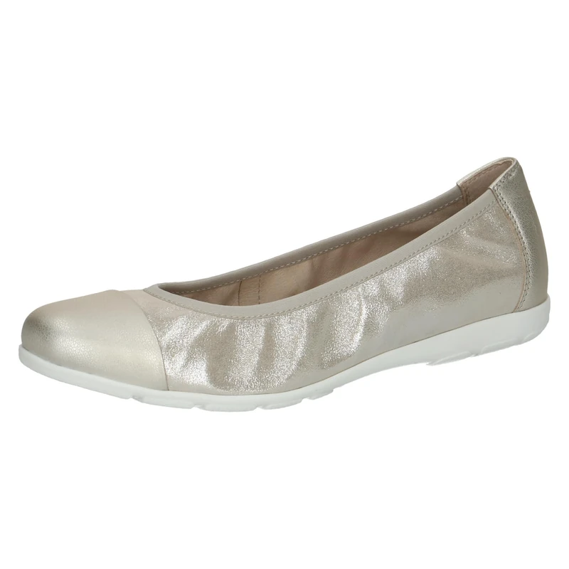 Caprice Women's Ballet Flats in Leather, Brown (Taupe Metallic), 3.5 UK