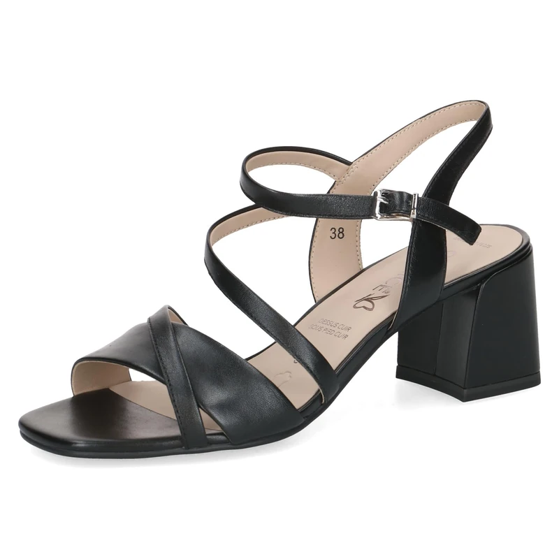 Caprice women's heeled sandal in leather, Black (BLACK NAPPA), 5 UK