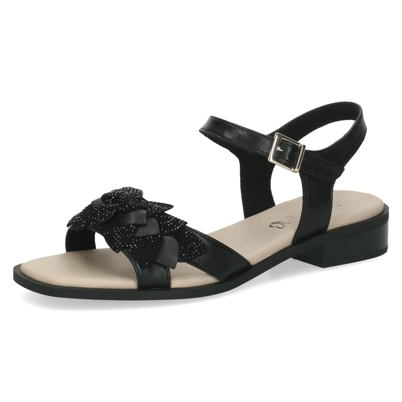Caprice women's heeled sandal in leather, Black (BLACK COMB), 5 UK