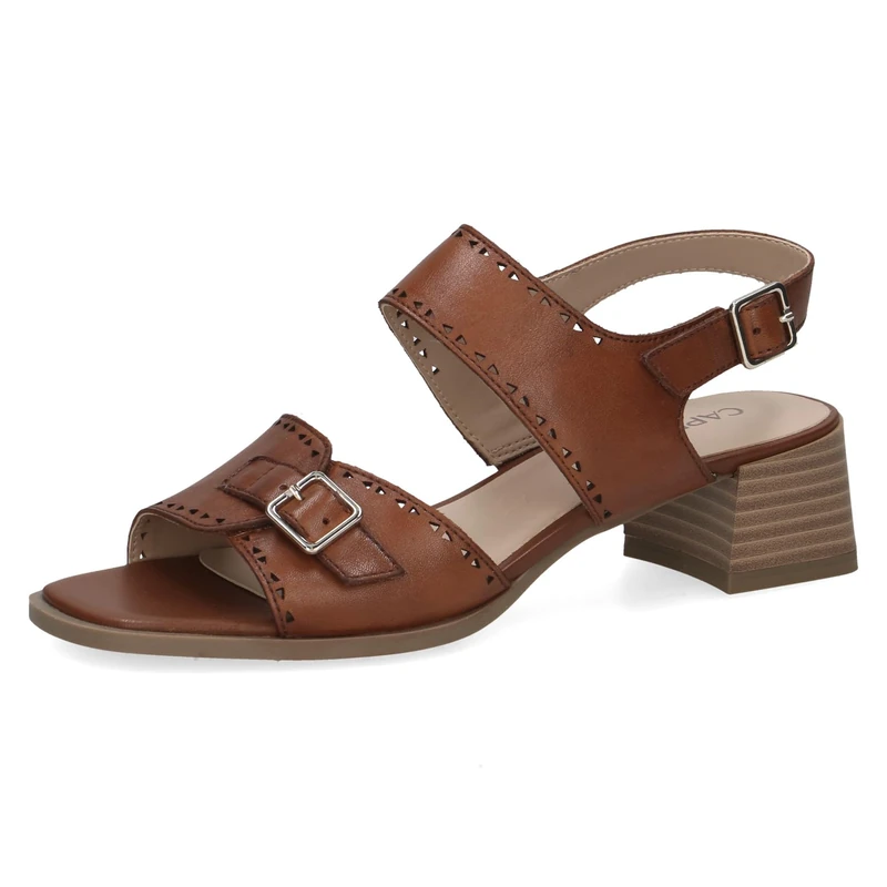 Caprice women's heeled sandal in leather, Brown (COGNAC NAPPA), 4 UK