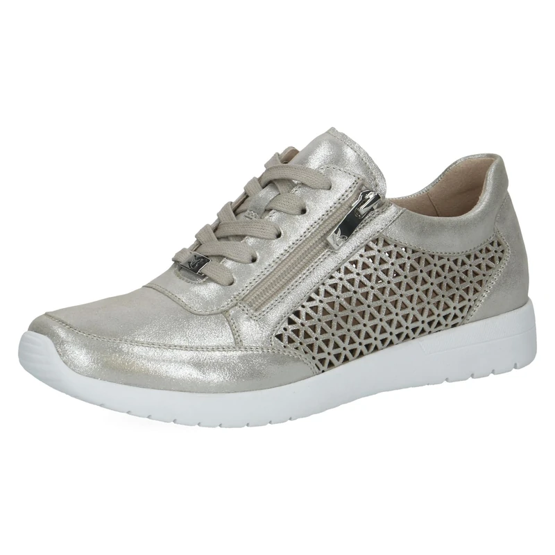 Caprice Women's Leather Sneakers, Metallic (Silver SUE MET), 4 UK