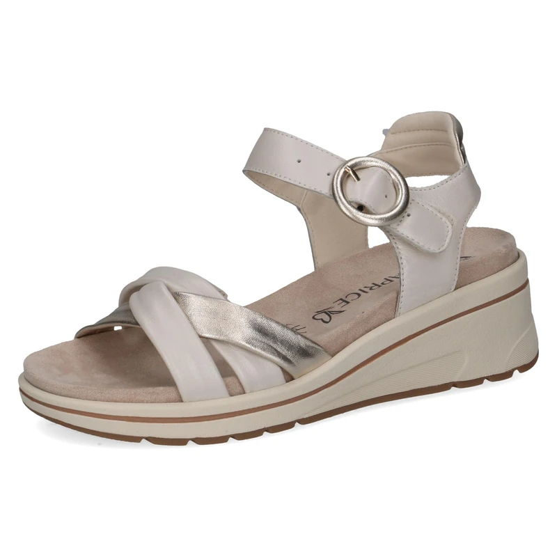 Caprice women's wedge sandal in leather, White (OFFW PERL COM), 6 UK - Image 1