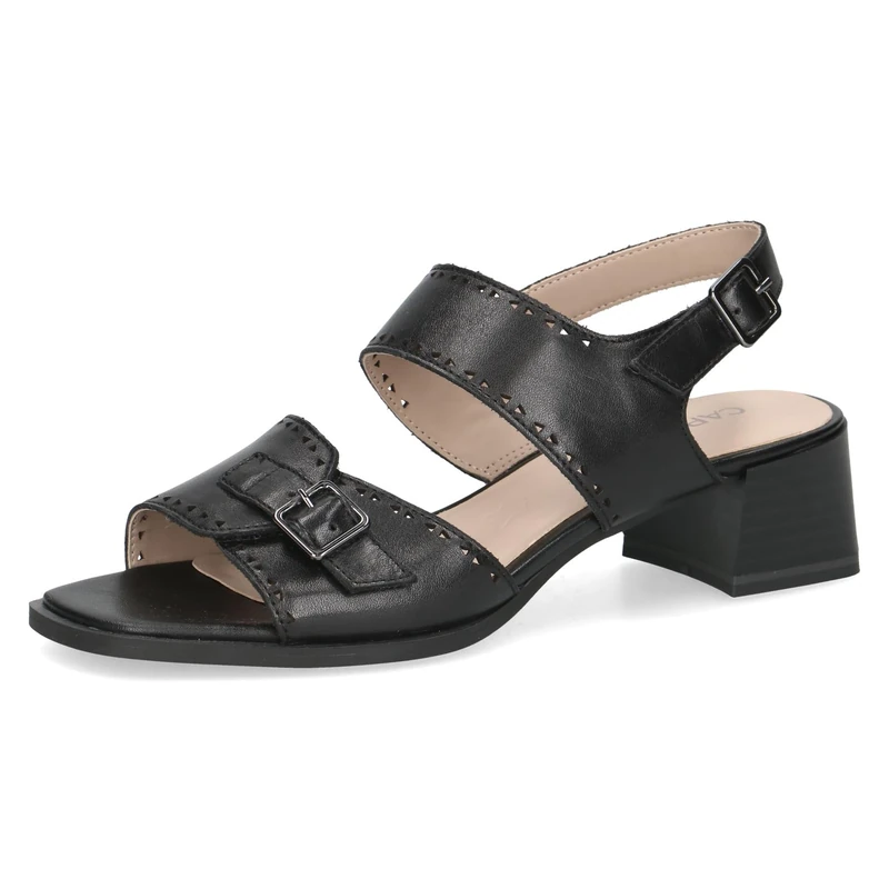 Caprice women's heeled sandal in leather, Black (BLACK NAPPA), 6.5 UK