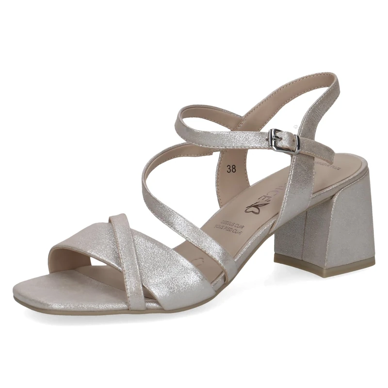 Caprice women's heeled sandal in leather, Metallic (TAUPE SUE.MET.), 4 UK