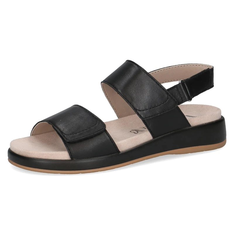 Caprice women's flat sandal in leather, Black (BLACK NAPPA), 6 UK