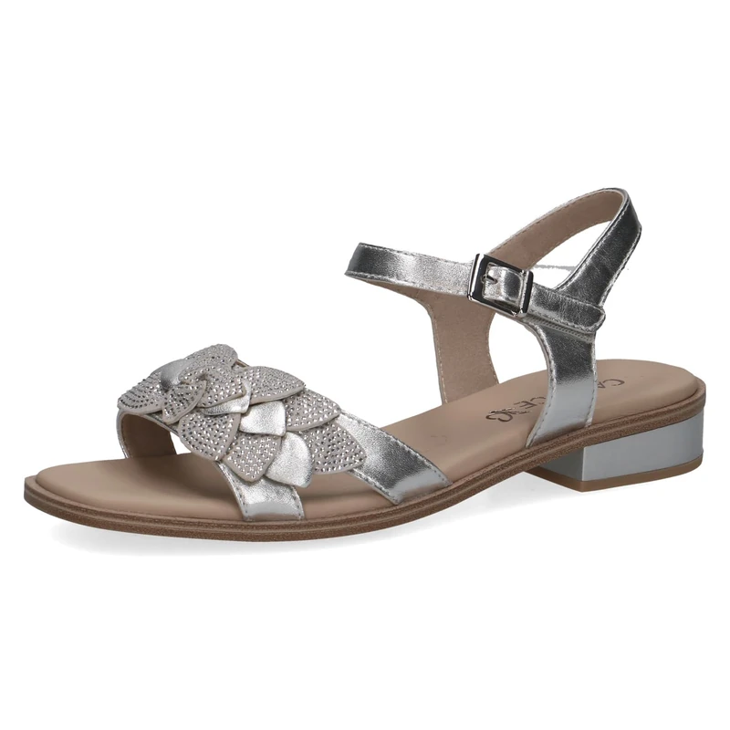 Caprice women's heeled sandal in leather, Metallic (SILVER COMB), 4 UK