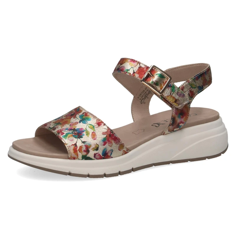 Caprice women's flat sandal in leather, Metallic (FLOWER METAL.), 5 UK - Image 1