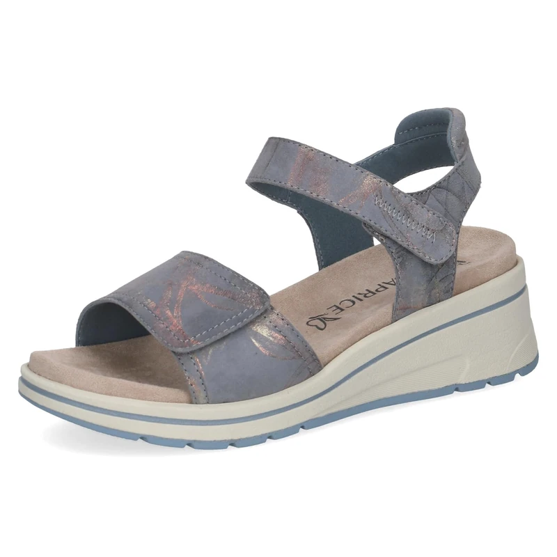 Caprice women's wedge sandal in leather, Blue (BLUE MULTI), 6 UK