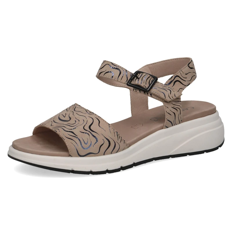 Caprice women's flat sandal in leather, Beige (BEIGE/BLACK), 7.5 UK - Image 1