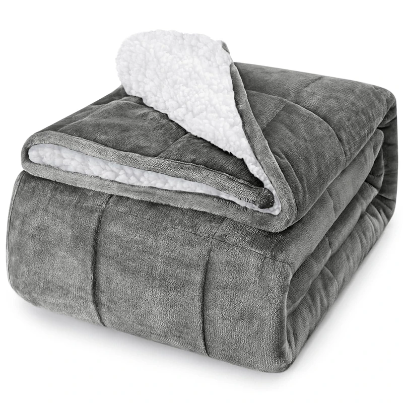 yescool Weighted Blanket for Adults (15 lbs, 60" x 80", Light Gray) Heavy Blanket for Sleeping Perfect for 140-160 lbs, Queen Size Breathable Blanket with Premium Glass Bead, Machine Washable