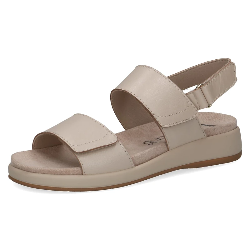 Caprice women's flat sandal in leather, Beige (CREAM PERLATO), 5 UK