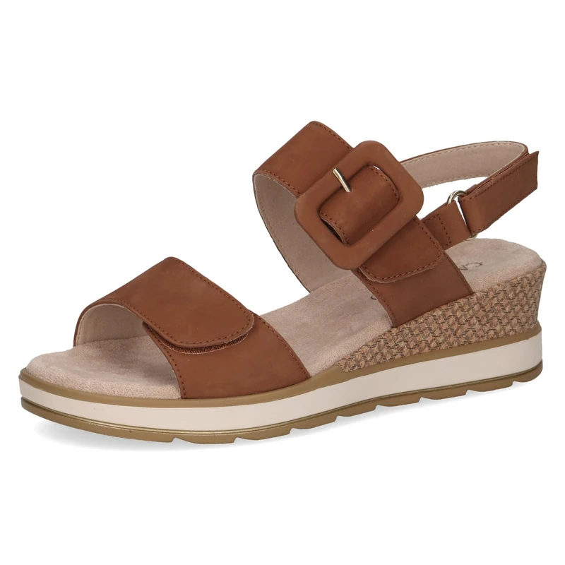 Caprice women's wedge sandal in leather, Brown (COGNAC NUBUC), 4 UK