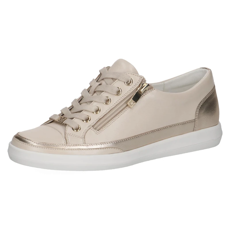 Caprice Women's Leather Sneakers, Metallic (Cream Comb), 4.5 UK
