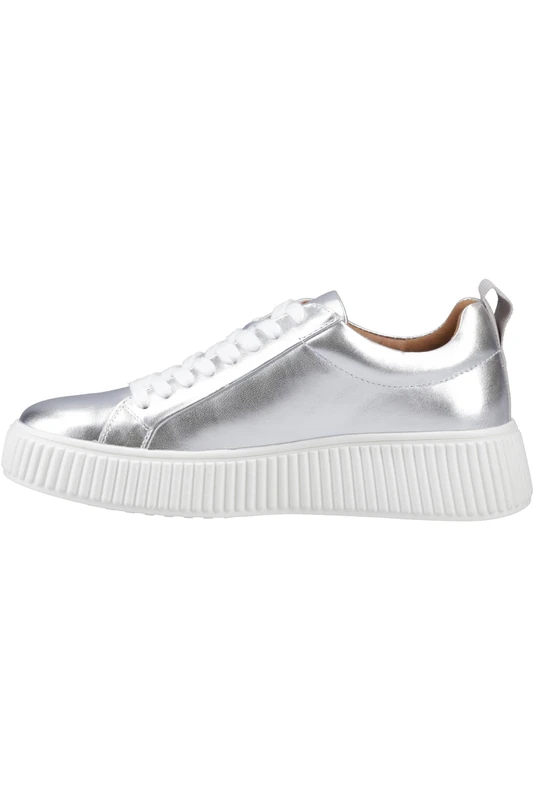 Hush Puppies Female Harlow Sneaker, Silver, 3