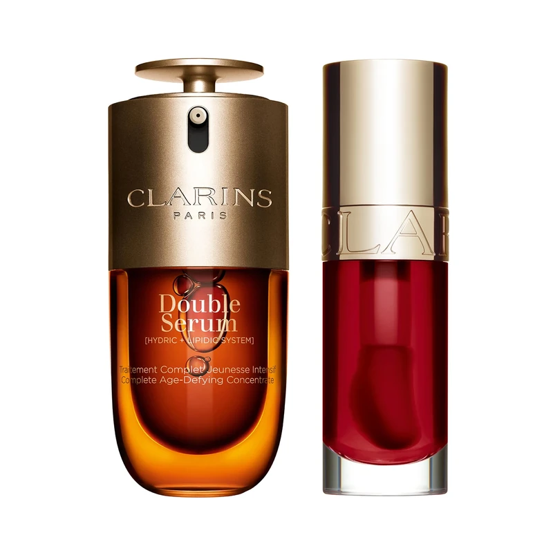 Clarins Icons Bundle | NEW Double Serum 30ml + Lip Comfort Oil 03 Cherry 7ml