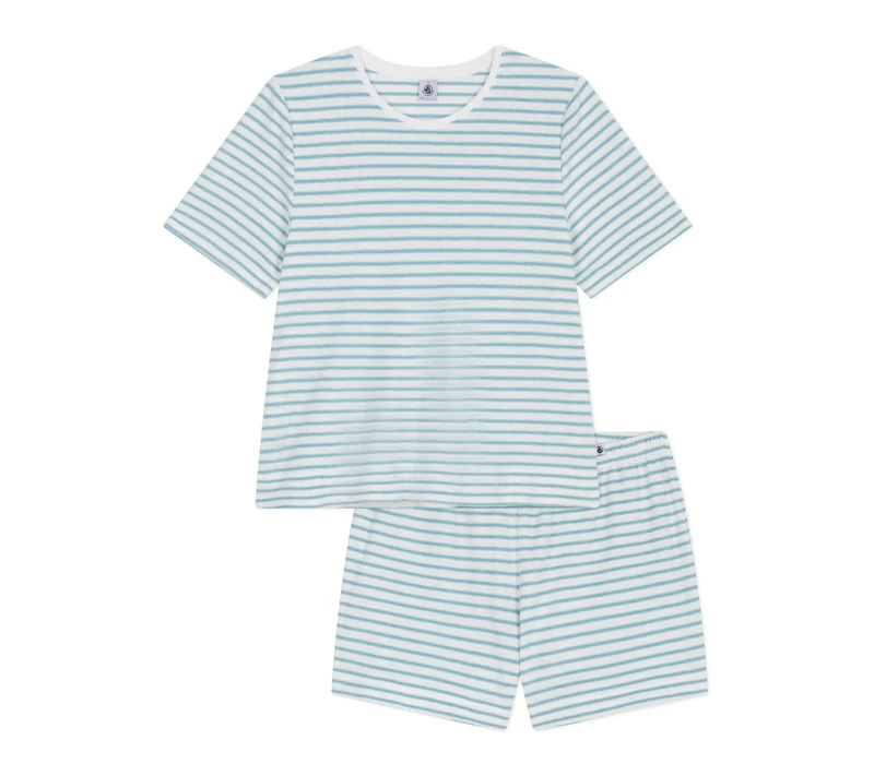 Women's Striped Terry Cotton Short Pyjamas