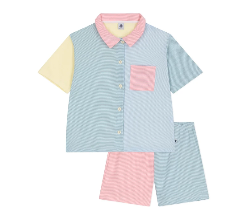 Children's Striped Cotton Buttoned Short Pyjamas